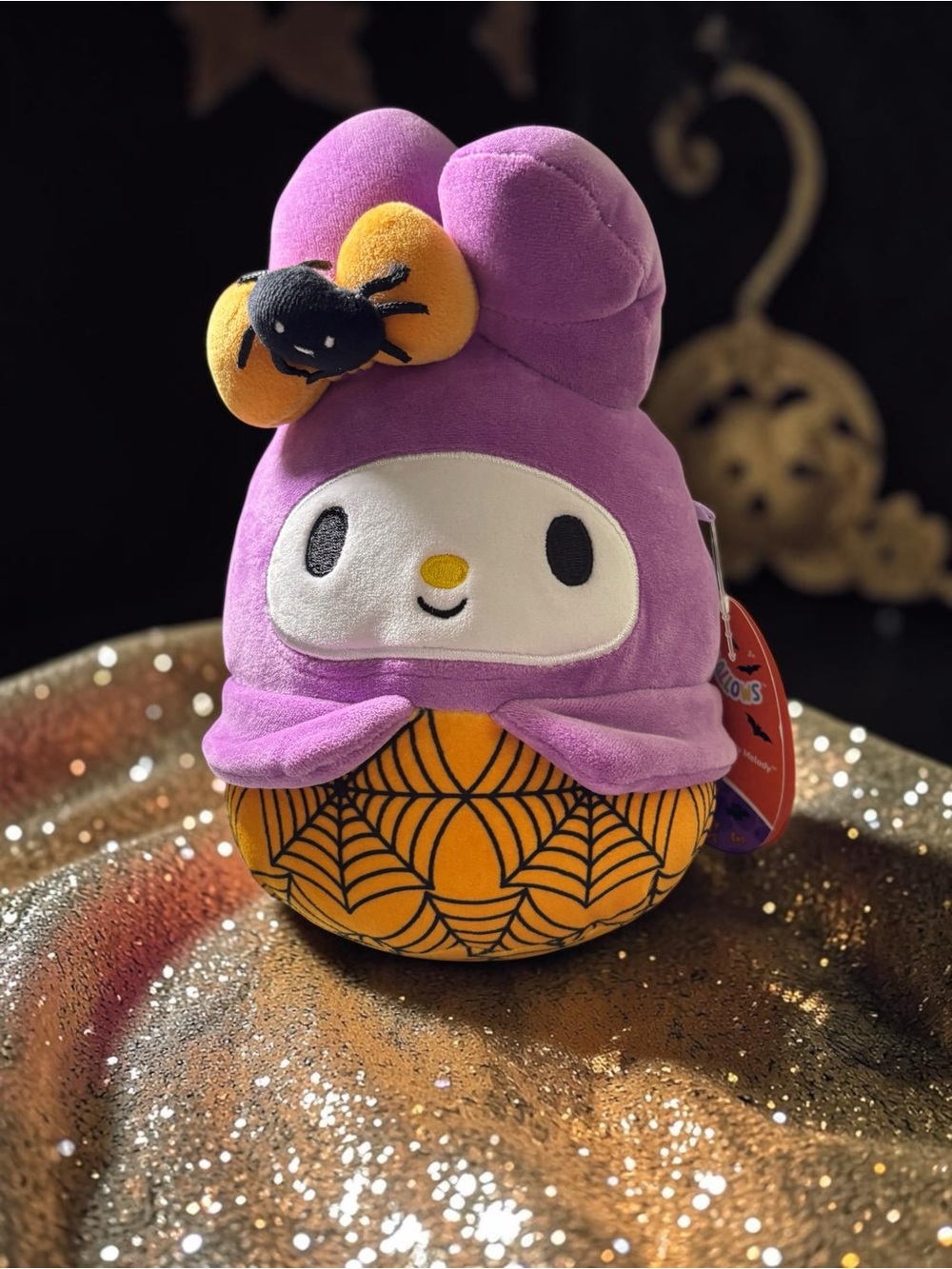 My Melody Squishmallow 8 Inch Sanrio Spider Bow Spiderweb Costume Plush NWT